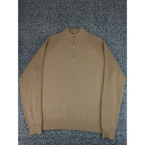 American Tall Quarter Zip Sweater Mens XL Tall Tan Mock Neck Raglan Pullover